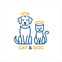 Dog and cat logo design vector.