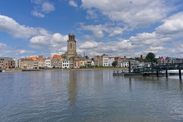 Obraz premium View of the old Hanseatic city of Deventer from across the river IJssel