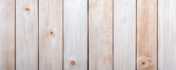 Fototapeta premium Distressed white wood planks with visible knots, bright and airy background, perfect for fresh salads and light dishes