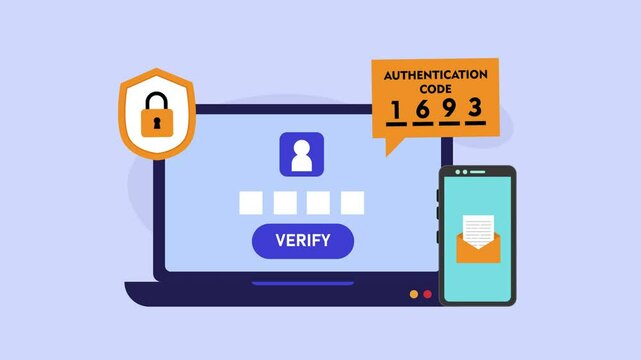 Authentication code illustration for site. Verification pin code, security code message notification, two step authentication in control system for personal account and banking cartoon animation