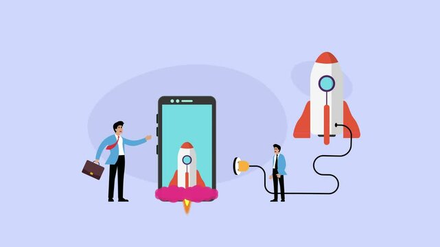5G network wireless technology-People with gadgets use high-speed Internet cartoon animation