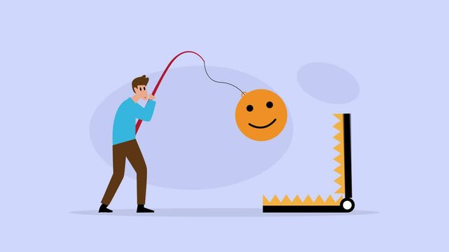 Maximize happiness, let go anxiety and think positive cartoon animation