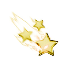 shooting stars with trailing flames, transparent background