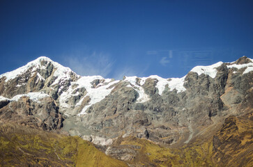 Panoramic View of the Andes in Cusco, Peru with  a Glacier