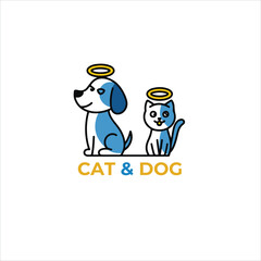 Dog and cat logo design vector.