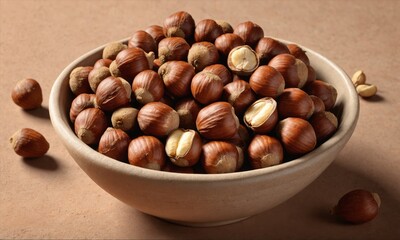 Fototapeta premium Hazelnut pile in a bowl