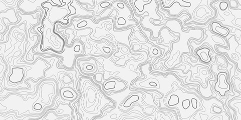 Abstract topographical linier graphics map background. Patterns topographic wavey line map. Vintage outdoors style, Black and white contours stylized height topography lines map. Vector illustration.
