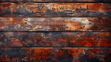 wooden Grunge rusty orange brown wooden background. Generative AI.