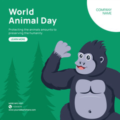 World Animal Day Social Media Illustration Flat Cartoon Hand Drawn Templates Background