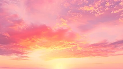 Obraz premium A beautiful pink and orange sunset with clouds in the sky.