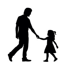 silhouette images of father and children - silhouette vector illustration transparent background
