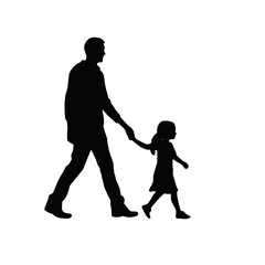 silhouette images of father and children - silhouette vector illustration transparent background
