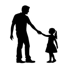 silhouette images of father and children - silhouette vector illustration transparent background
