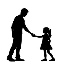 silhouette images of father and children - silhouette vector illustration transparent background
