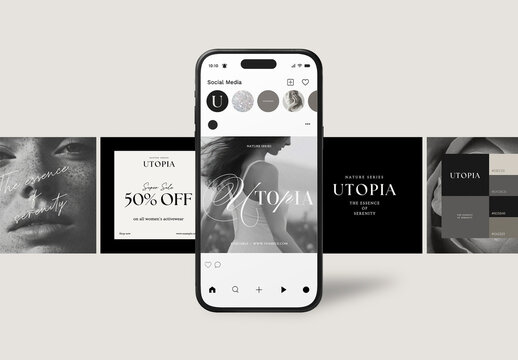 Screen Phone Social Media Posts Mockup