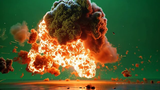 Explosion footage green screen 4k, 3D Animation, Ultra High Definition, 4k video Premium Quality