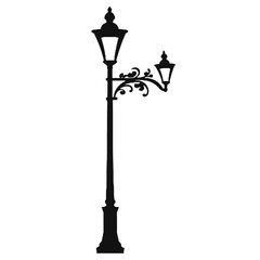 wrought iron street lamp silhouette vector illustration transparent background