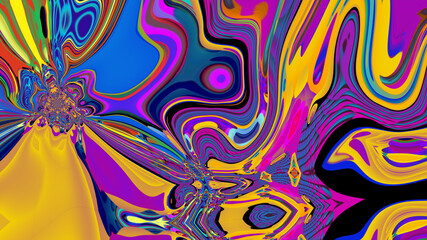 Colorful abstract psychedelic and fluid background for music