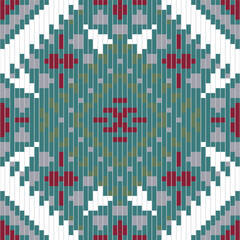 Fototapeta premium Geometric Pattern Traditional Indian Melodic Patternfolk Embroidery, Aztec Geometric Ornament Print. Design for Carpet, Wallpaper, Clothing, Wrapping, Fabric