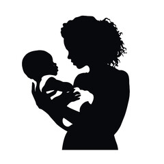 mother lifting and playing with newborn baby. Hand drawn style vector design illustrations.