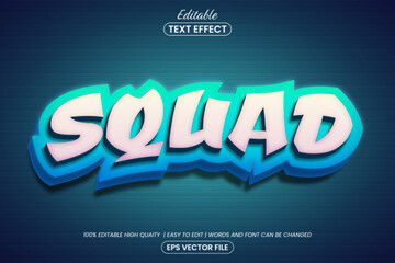 Squad light blue 3d text style, editable text effect © Toing