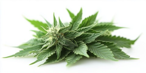Marijuana buds alternative medicine. Cannabis plants isolated on white background