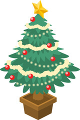 アイソメトリックで描いたクリスマスツリー（ベクター）のイラスト