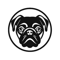 Cute character design of the pug -  silhouette vector illustration transparent background