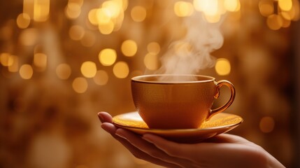 Fototapeta premium The Golden Coffee Cup