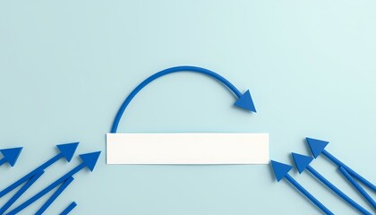 3D Abstract Illustration of Blue Arrows - Looping Path Over White Block for Adaptation