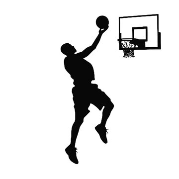 silhouette basketball player shooting hoop clip art preview