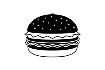 Christmas burger outline  vector on white background