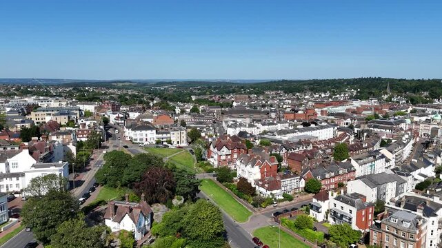 Tunbridge Wells Kent UK drone,aerial blue sky summer
