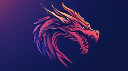 Fototapeta premium Dragon head logo vector, icon, illustration.
