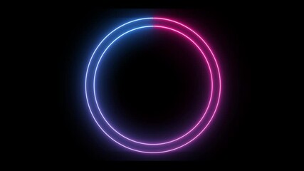 Futuristic neon-colored retro-style glowing circles motion graphic. loop animation video of neon glowing stylish circle shape bg. neon lights. circle lights illustration. Neon Lights. Illustration