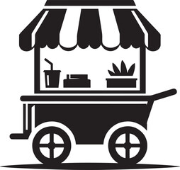 Street food cart silhouette vector illustration isolated on a white background