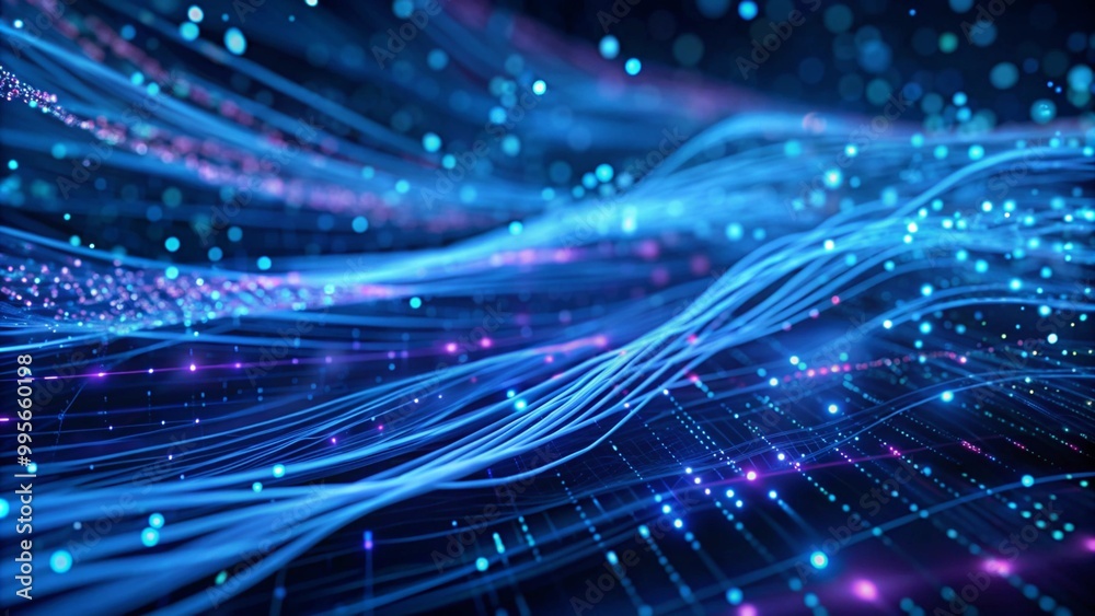 Poster blue abstract lines come together and define the direction, and technology background. spark-like ne