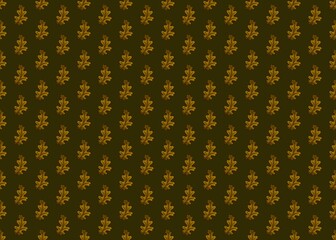 Seamless pattern with dry leaves. Pattern with fallen oak leaves. Green dry oak leaves on a green background.