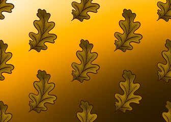 Seamless pattern with dry leaves. Pattern with fallen oak leaves. Green dry oak leaves on a gradient background.