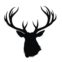 deer head black silhouette vector illustration