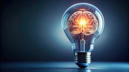 Glowing brain inside a light bulb , innovation, creativity, intelligence, brainstorming, idea, think, smart, knowledge, inspiration