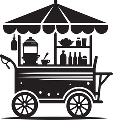 Street food cart silhouette vector illustration isolated on a white background