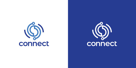 Digital Connection Technology Logo. Circuit, Dot Connect with Modern Style. Tech Logo, Icon, Symbol, Vector, Design Inspiration. 