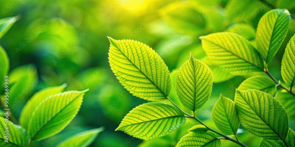 Sticker Close-up shot of vibrant green leaves in the summer , green, leaves, foliage, close-up, nature, vibrant, lush, summer, macro