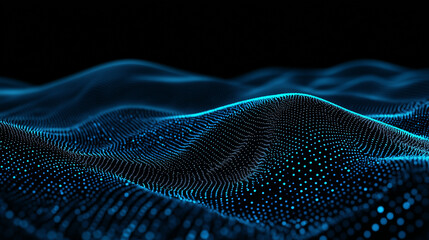 Abstract blue background with glowing particles and dots. Futuristic wallpaper for design. Big data concept.
