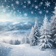 Obraz premium 눈 내리는 겨울 풍경 (a snowy winter scene)