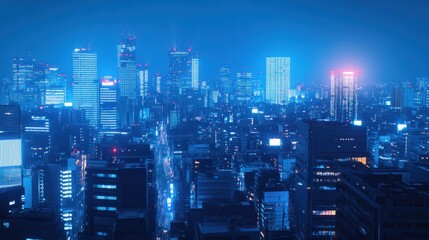 Obraz premium The Night City Skyline View