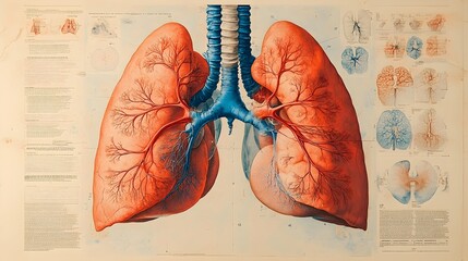 Anatomical Infographic Showcasing the Human Respiratory System and Gas Exchange Process