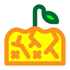 soil pollution, pollution, soil, arid, ecology, environment colored outline icon