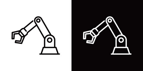 ロボットアームのシンプルなラインアイコン